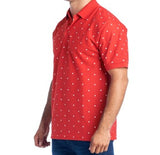Silver Stone Collection Men's Red Printed Polka Dot Polo Shirt