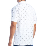 Silver Stone Collection Men's White Printed Diamonds Polo Shirt High Quality, Color Fade Resistant