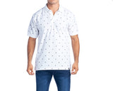 Silver Stone Collection Men's White Printed Diamonds Polo Shirt High Quality, Color Fade Resistant