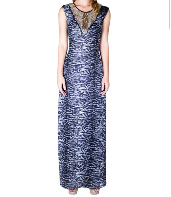 Maxi Dress with Gold Embellishments