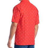 Silver Stone Collection Men's Red Printed Polka Dot Polo Shirt