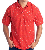 Silver Stone Collection Men's Red Printed Polka Dot Polo Shirt