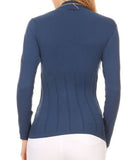 Women's Solid Long Sleeve Gathered Arm, Mock Neck Top. One Size Fits All