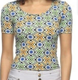 Stretch Knit Scoop Neck Print Top