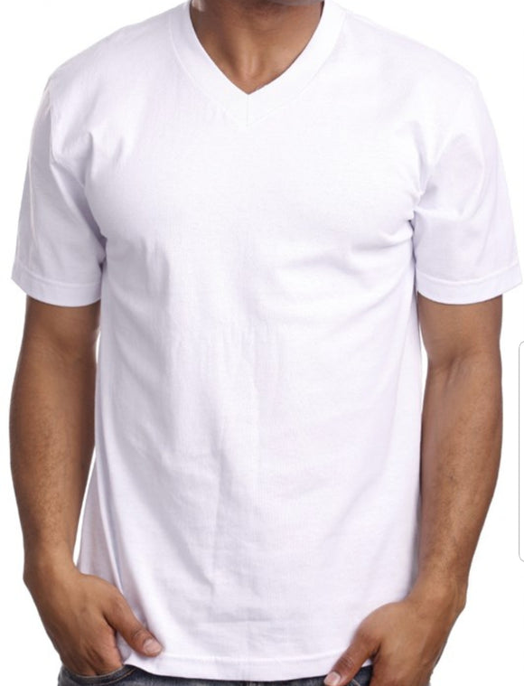 Men's V-Neck Short Sleeve White Tshirt
