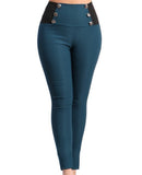 Six Button High Waist Ultra Stretchy Full Length Leggings Pants. Size