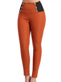 Six Button High Waist Ultra Stretchy Full Length Leggings Pants. Size