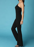 Double Strap One Shoulder Flare Pants Jumpsuit