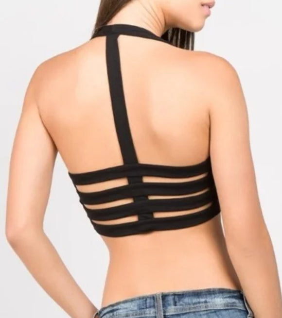 Halter Style Crop Top with Cage Back