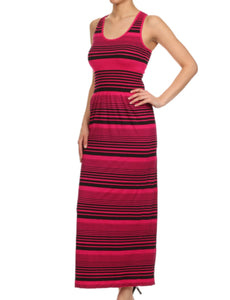 Striped Scoop Neck Sleeveless Racerback Maxi Dress