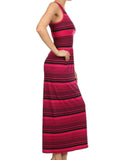 Striped Scoop Neck Sleeveless Racerback Maxi Dress