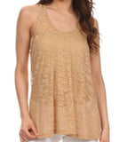 Women's Loose Fit Sheer Racerback Tank Top