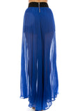 Sheer Chiffon Pleated Palazzo Pants