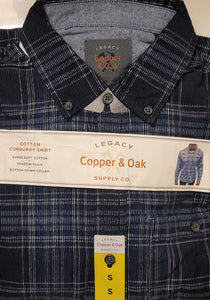 Copper & Oak Men’s Long Sleeve Plaid Corduroy Shirt