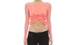 Ladies' Long Sleeve Twisted Mesh Crop Top