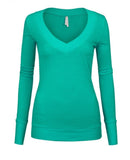 Women's Long Sleeve V-Neck Pullover Sweater Top