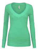 Women's Long Sleeve V-Neck Pullover Sweater Top