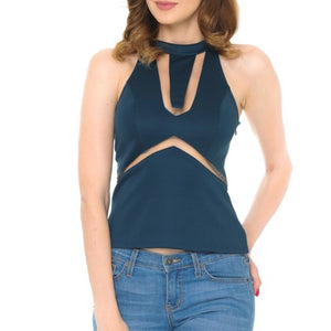 Sleeveless Halter Top with Cutout Detail