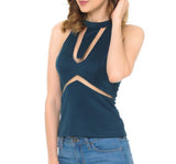Sleeveless Halter Top with Cutout Detail
