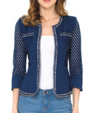 Open Front Blazer with Lace Detail