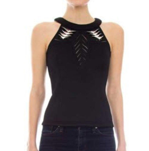 Fitted Scuba Halter Top with Cutout Detail